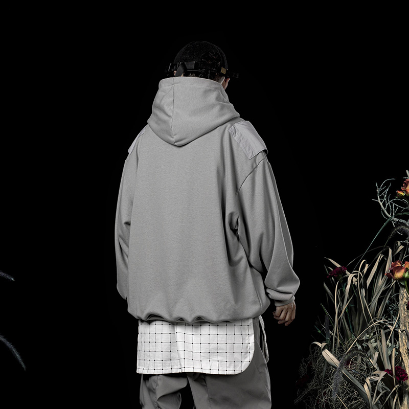 Paneled Hooded Loose Casual Reflective Striped Top