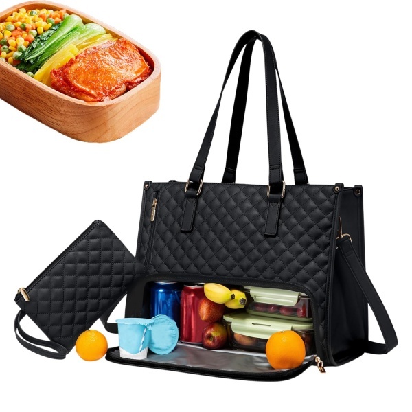 2 In 1 Insulated Lunch Tote Bag For Women Large Capacity Computer Handbag Work — image 10