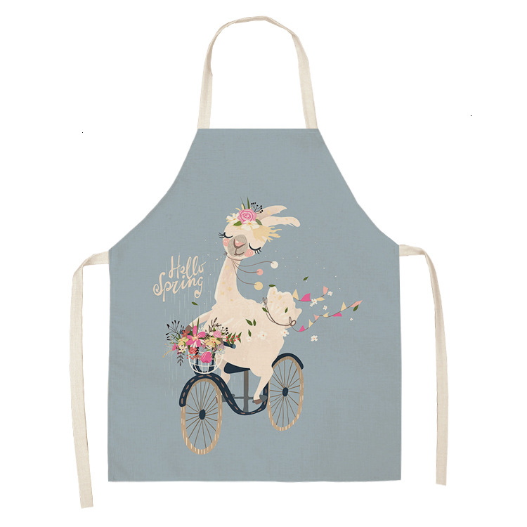 Title 20, Alpaca Cartoon Cotton Linen Apron Sleeveless An...