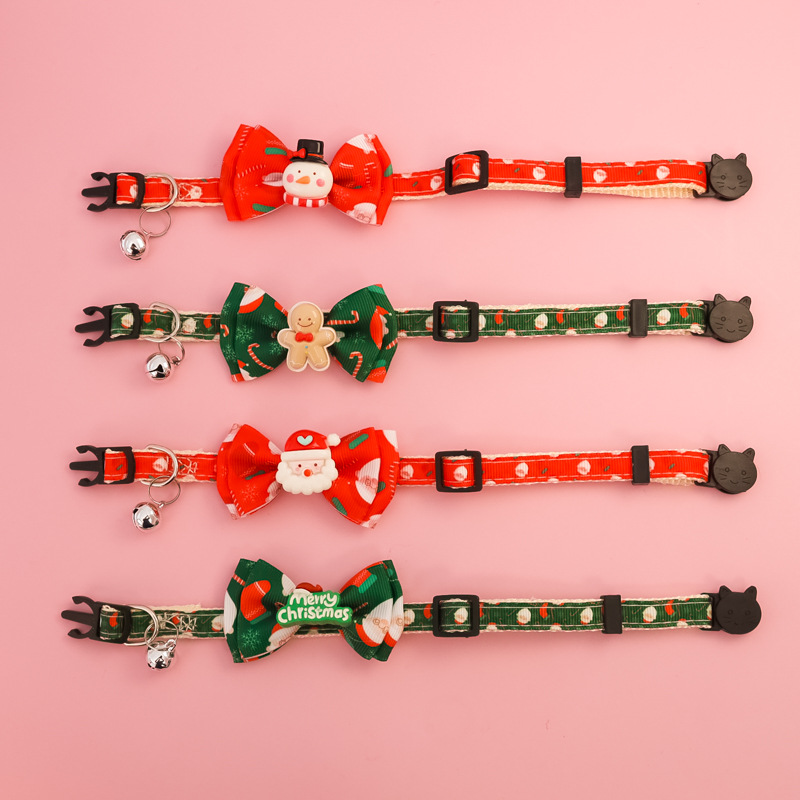 Nœuds papillon pour animaux de compagnie, colliers, nœuds pour chiens, cloches, colliers pour chats, boucles de sécurité Anti-suffocation, vacances de noël