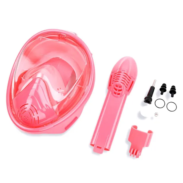 Anti Fog Snorkeling Full Face Mask Silicone Full Dry Diving Goggles With Camera Pink - Shop at LoveMi