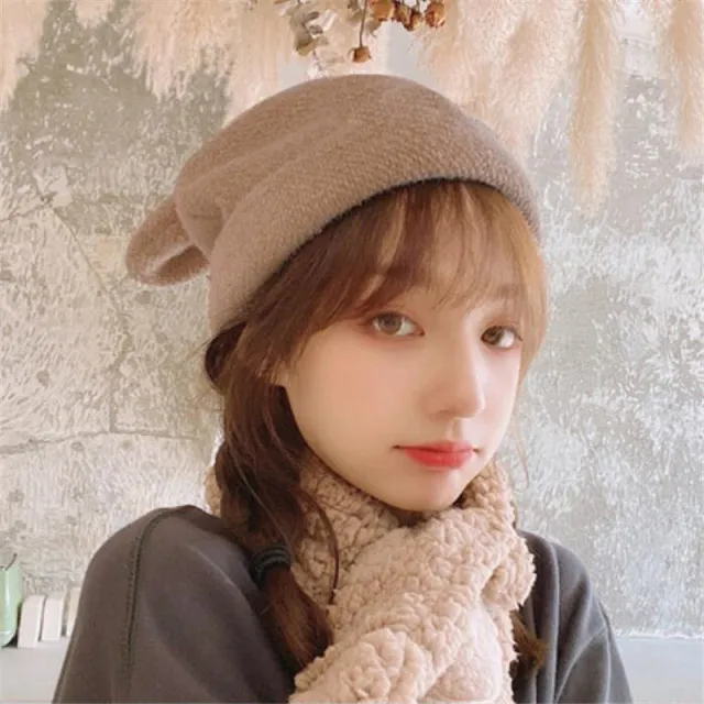 Winter Girl Cute Cold Protection Warm Beret Brown - Shop at LoveMi