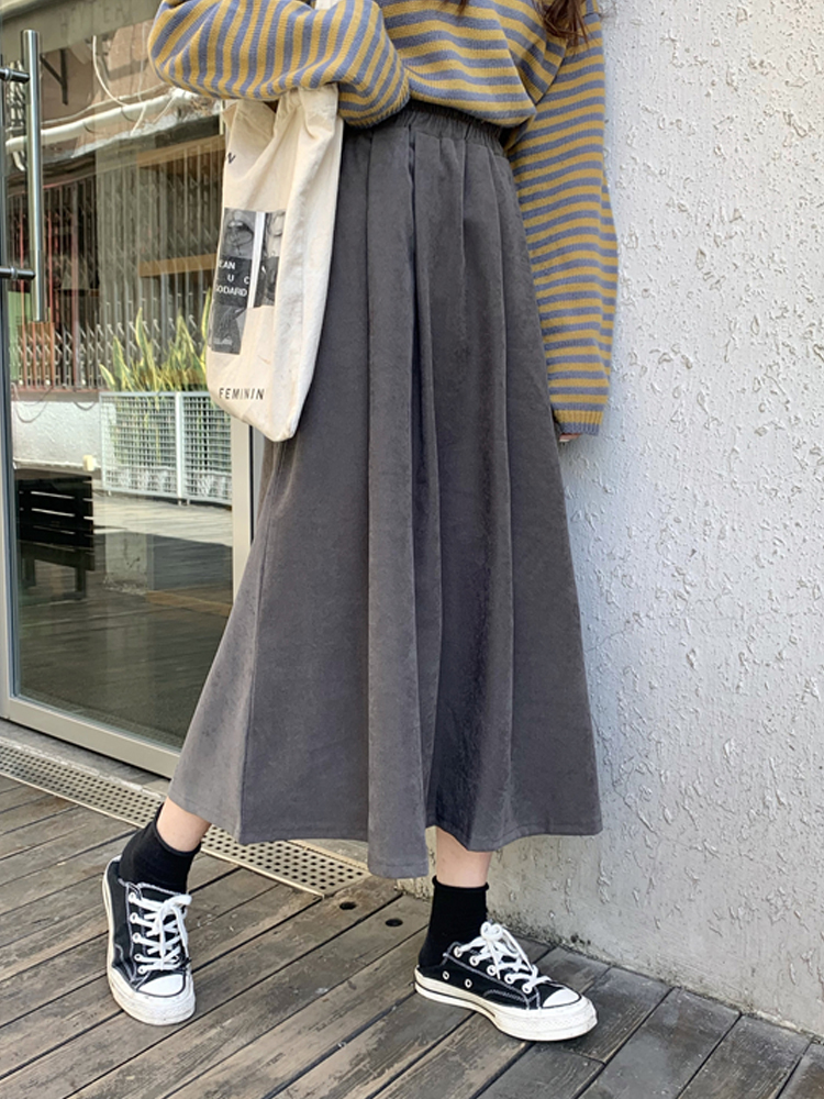 Midlength Small Black High Waist Aline Allmatch Long Skirt Women