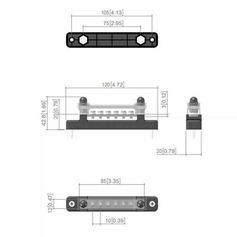12V Distribution Bus Bar Auto Boat Marine Power 6 Way Terminal Block — image 3