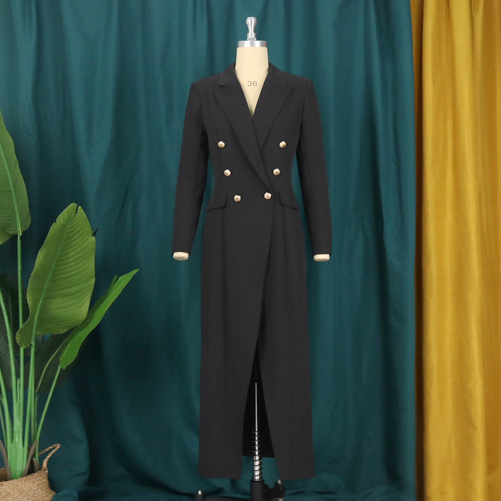 Buttoned High-Waist Long Robe Coat, picture 3 of 5