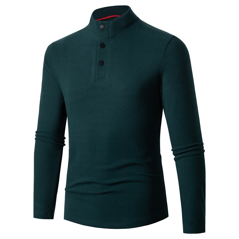 New Style Men's Long Sleeved T-shirt Half High Collar Base Coat
