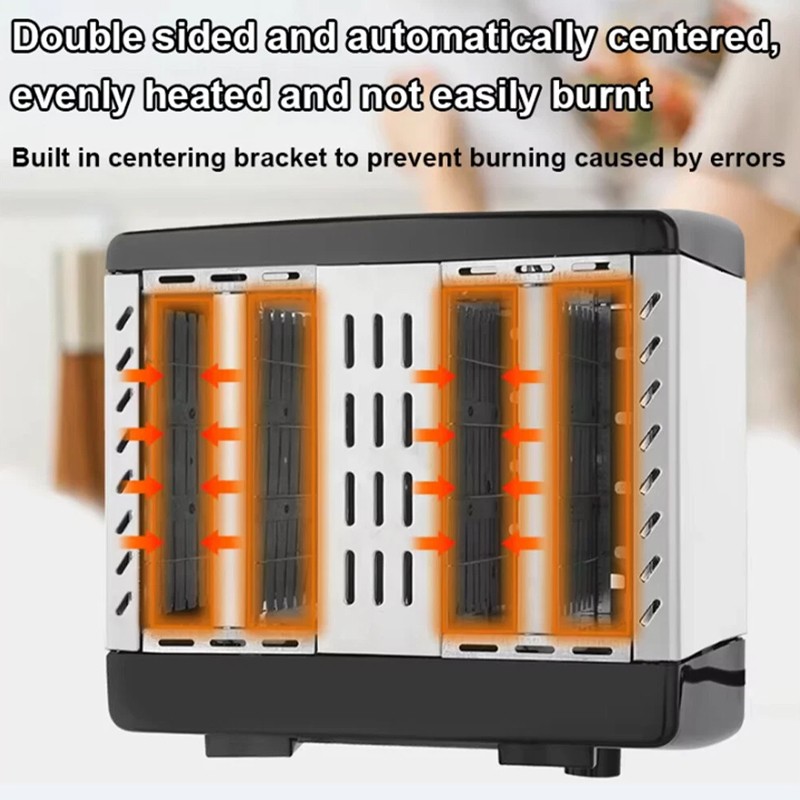Kitchen Toaster 4 Slice Steel Variable Defrost Reheat Extra Wide Slot — image 9