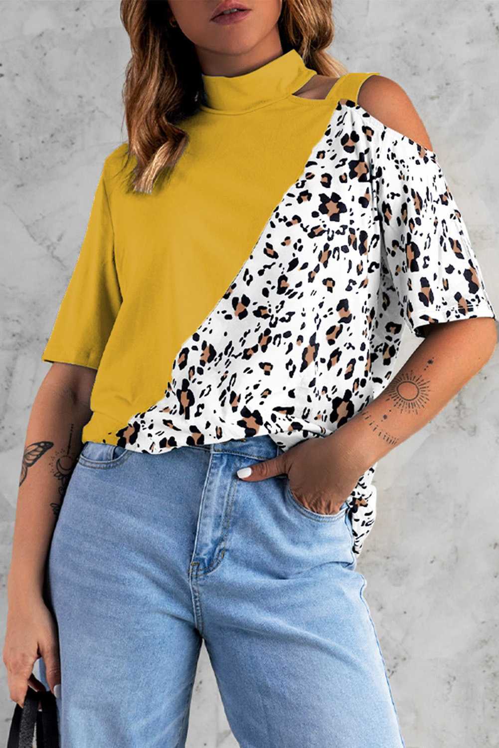 Crew Neck T-Shirt Women's Print Leopard Casual Short Sleeve Top