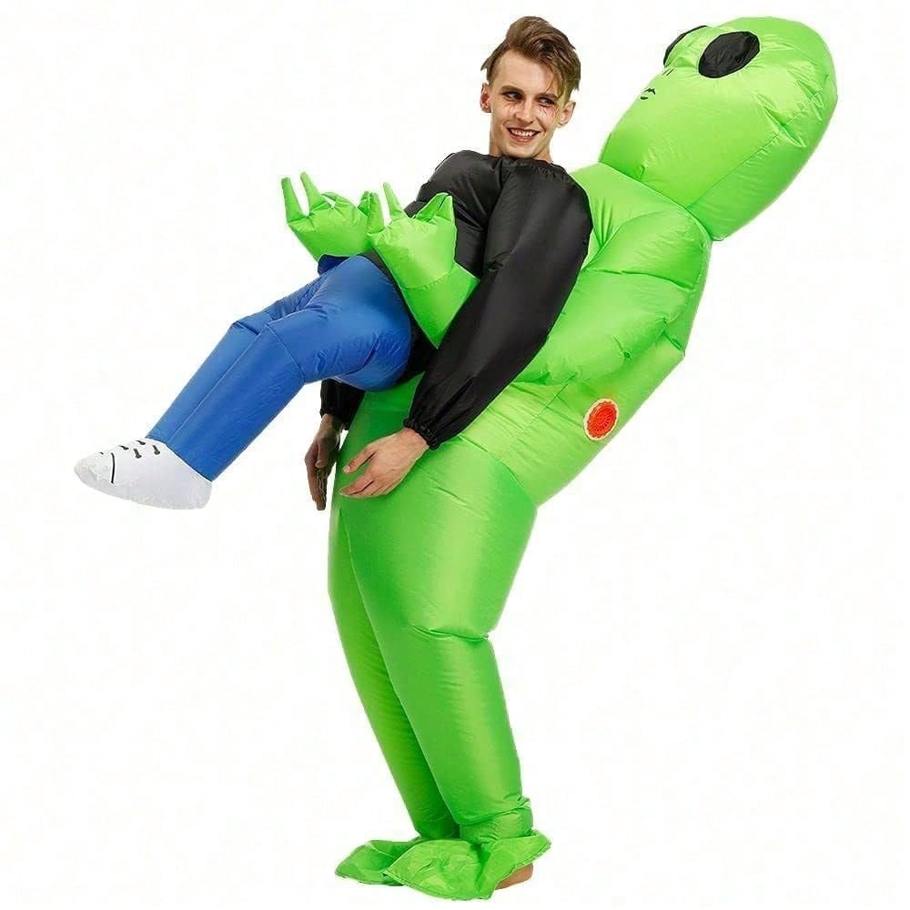 Perfect Valentine Gift Inflatable Alien Costume For Adults, Digital Printed Blow Up Halloween Outfit, Funny UFO Space Party Costume With Pump