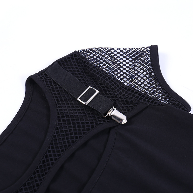 Title 10, Women Pure Black Fashion Slim Hollow Mesh Patch...