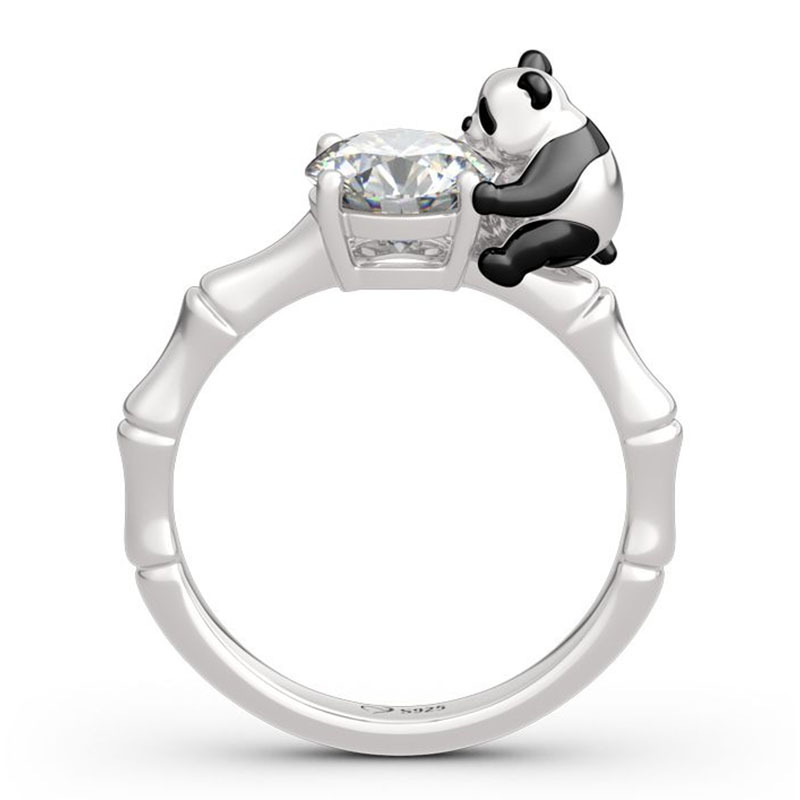 Title 5, Bague en bambou avec zircon et panda. Un bijou ...