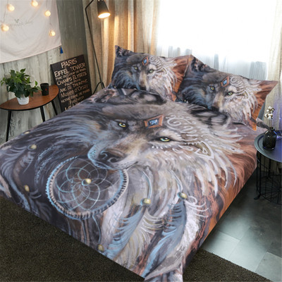 3D Digital Printing Wolf Tribe Warrior Duvet Cover Set