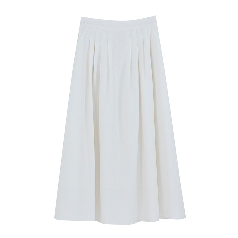 Mid-length Slim Cotton And Linen A-line Small Skirt