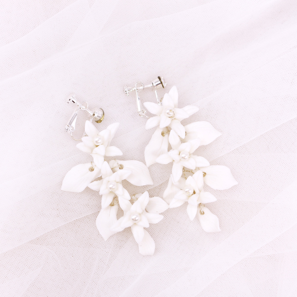 Title 8, Gold And Silver Dual Color Ceramic Flower Earrings