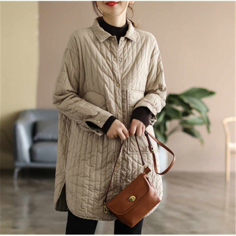 Title 3, Korean Style Artistic Relaxed-Fit Casual Quilte...