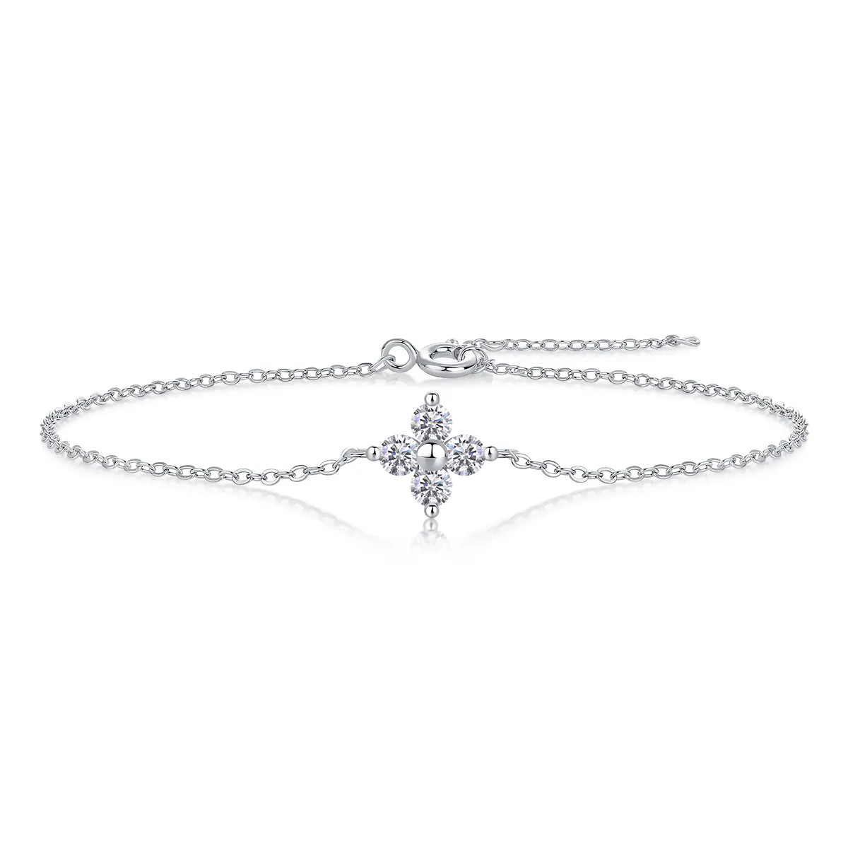 S925 Silver 1.6g Cross Moissanite Bracelet, 4x3mm