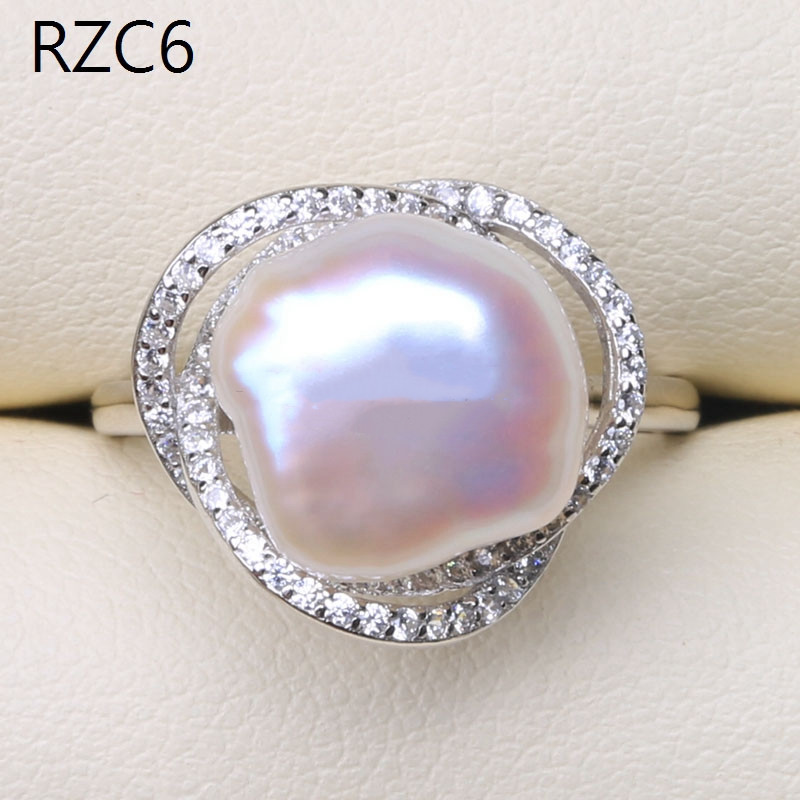 Platinum Moon Design Natural Baroque Pearl Ring