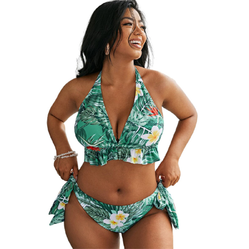 Women's Split Bikini Small Print Lace Swimsuit - Image 2