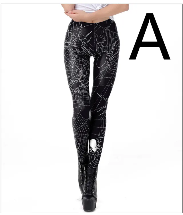 Halloween Night Skull Frame Digital Print Sexy Leggings A S - Shop at LoveMi