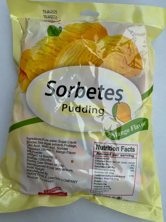 Sorbetes Pudding Jelly Strawberry-Mango Flavor Snack Dessert - Mango Flavor