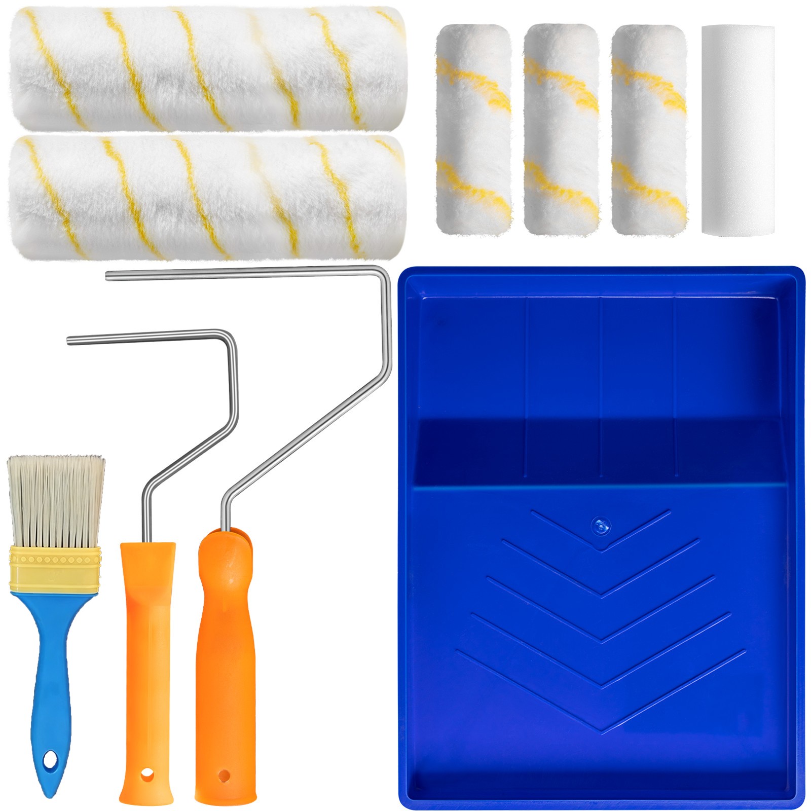 9 Paint Roller Set With Tray Soft Sleeves Brush Decorating Painting Tool Kit UK — foto 2