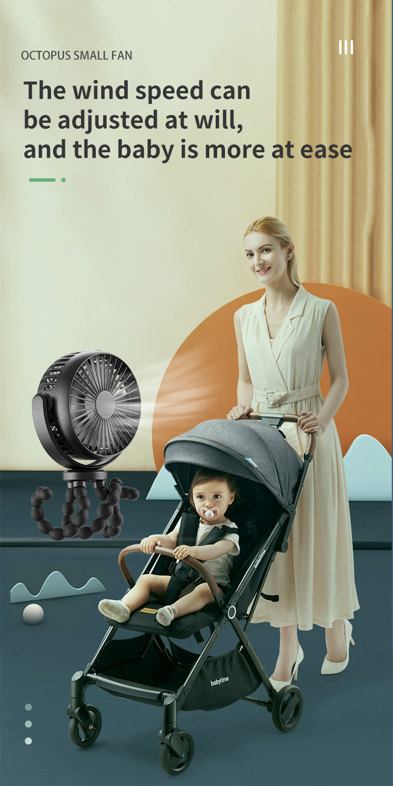 Title 8, Baby Stroller Fan Hand Held Rechargeable USB Bl...