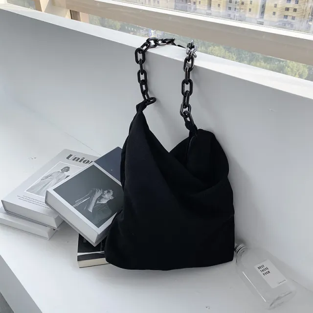 Women's Corduroy Eco friendly Art Shopping Bag Black - Shop at LoveMi