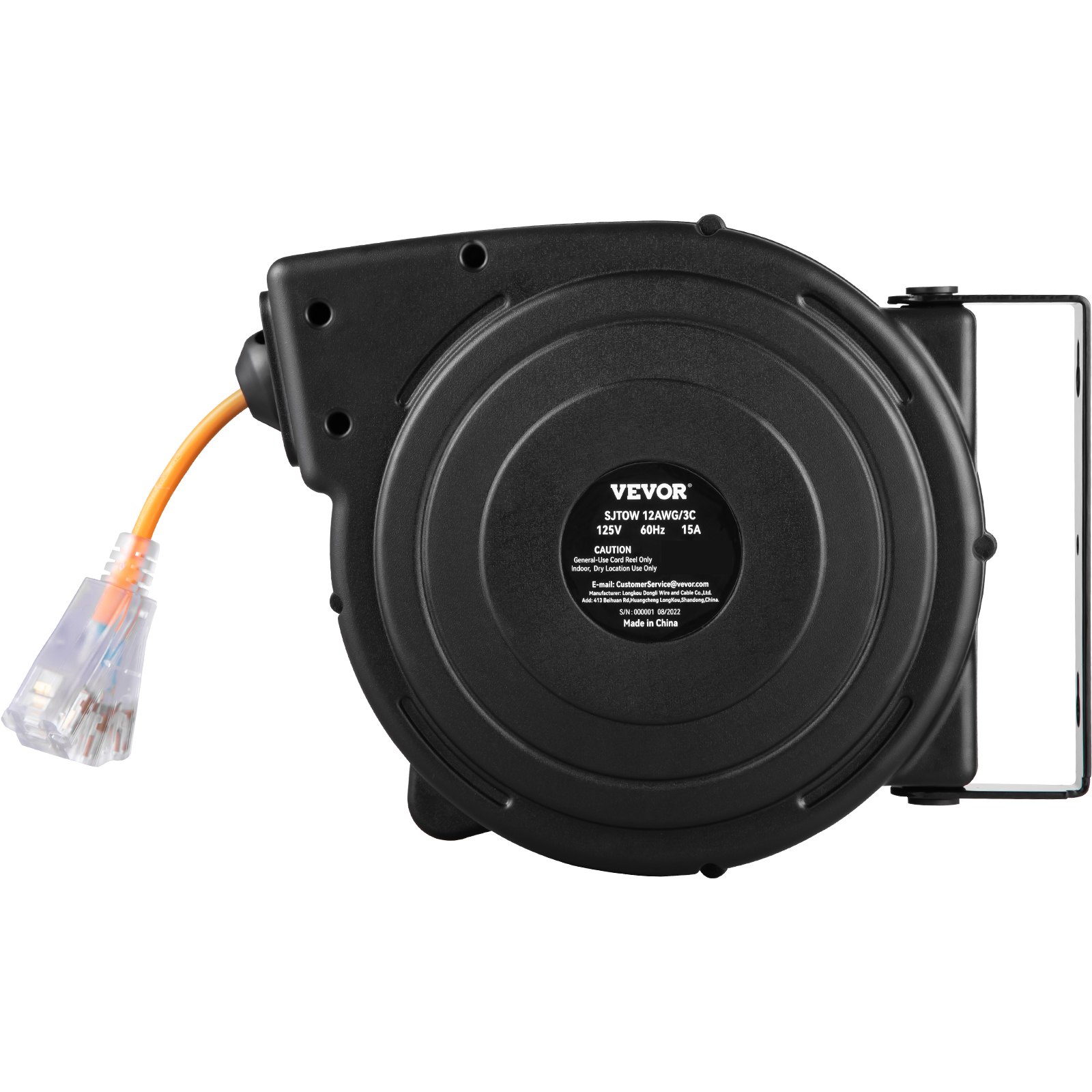 VEVOR 50ft Retractable Extension Cord Reel 14AWG 3CSJTOW Power Cord Reel image 7