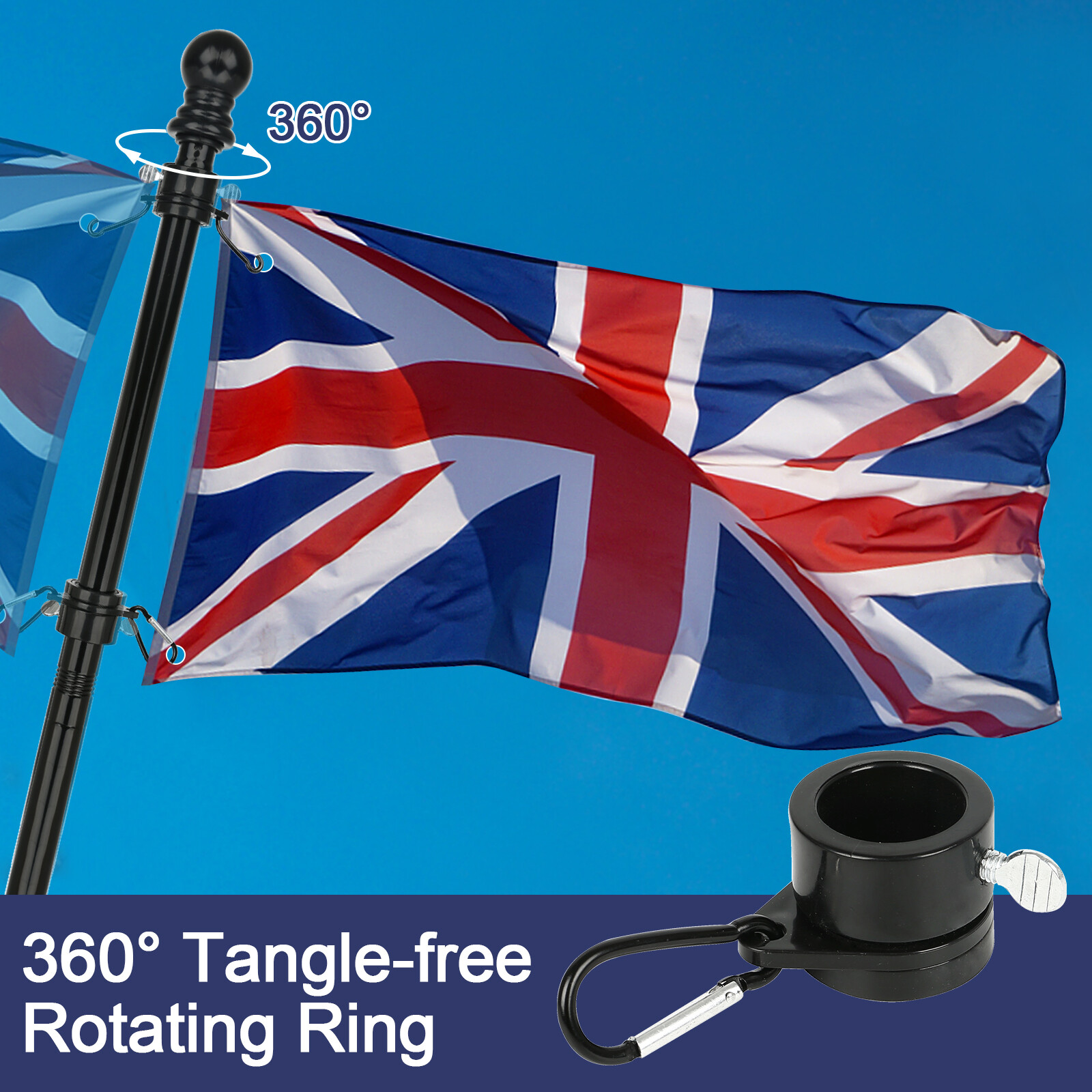 6ft Telescopic Flagpole Flag Pole Kit Outdoor Wall Mounted Mount Holder Set NEW — image 2