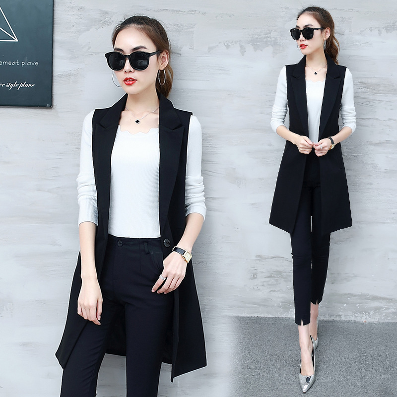 Women's Fashionable Slim Sleeveless Vest Vest Mid-length Coat