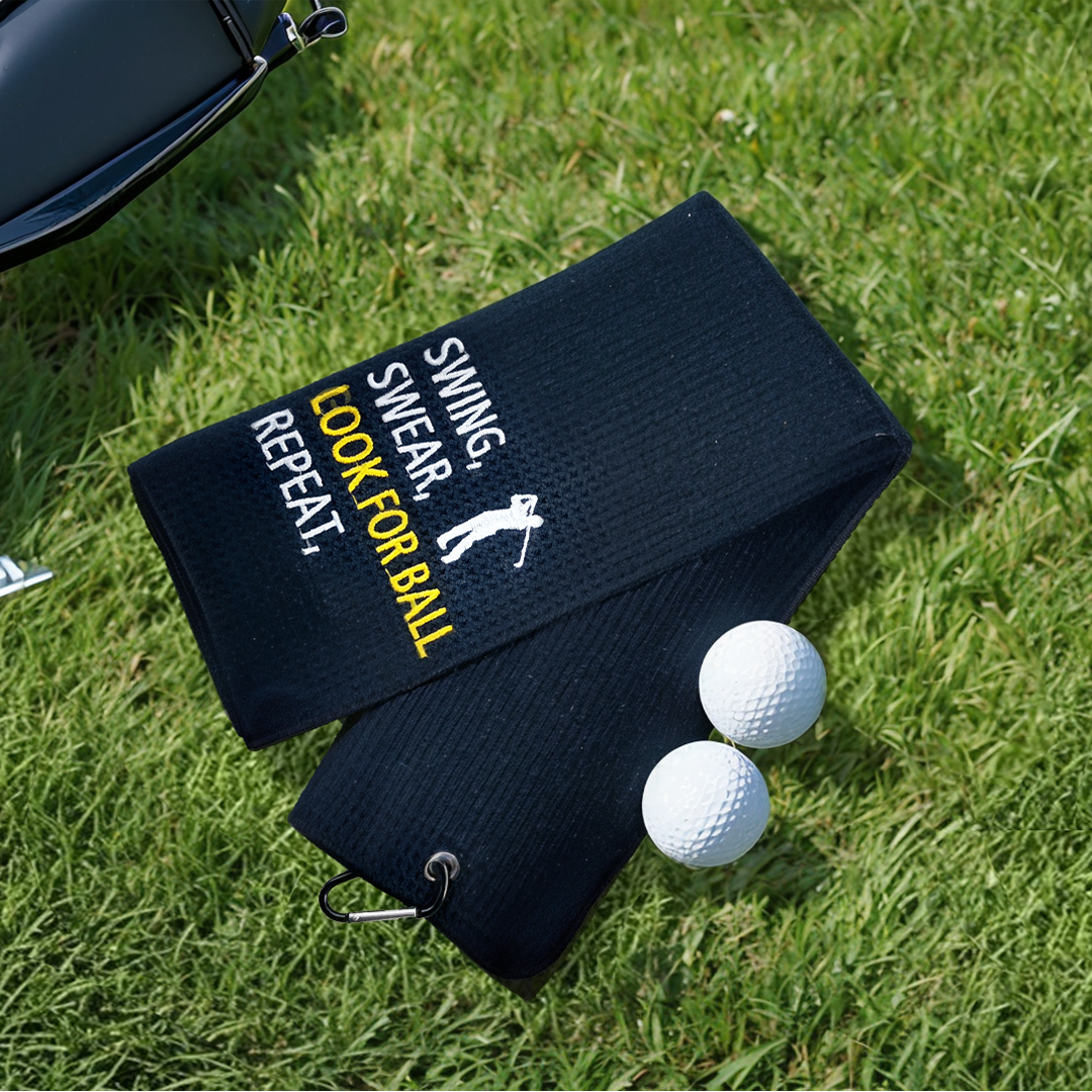 Two-piece Set Super Water Absorbent Printed Microfiber Embroidery Golf Towel_voghion.com