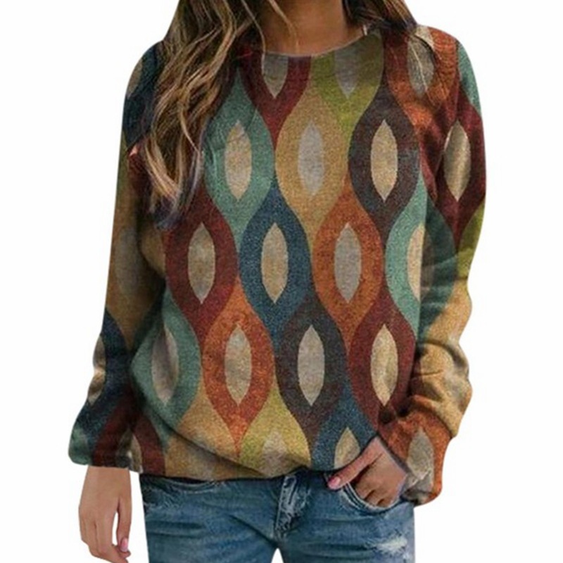 New Ladies Pattern Pattern Printing Sweater Urban Casual Sweater Women