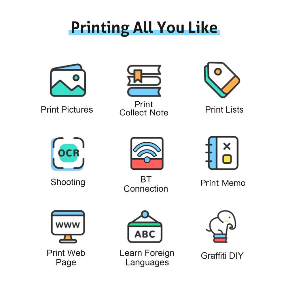 Bluetooth Inkless Mini Pocket Thermal Printer Sticker Photo Label Paper 6 Pens — image 9