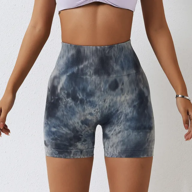 Splash Dyed Seamless Yoga Shorts For Women Grey - Shop at LoveMi