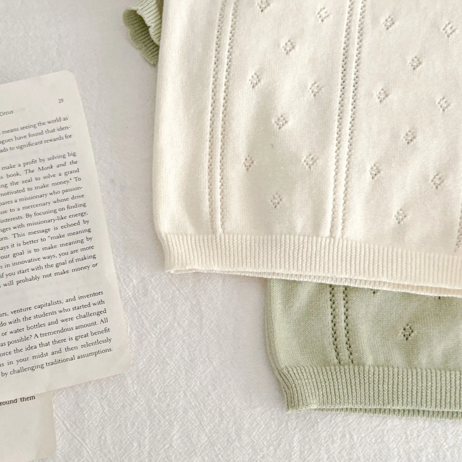 Hollow Knitted Short Sleeve Set