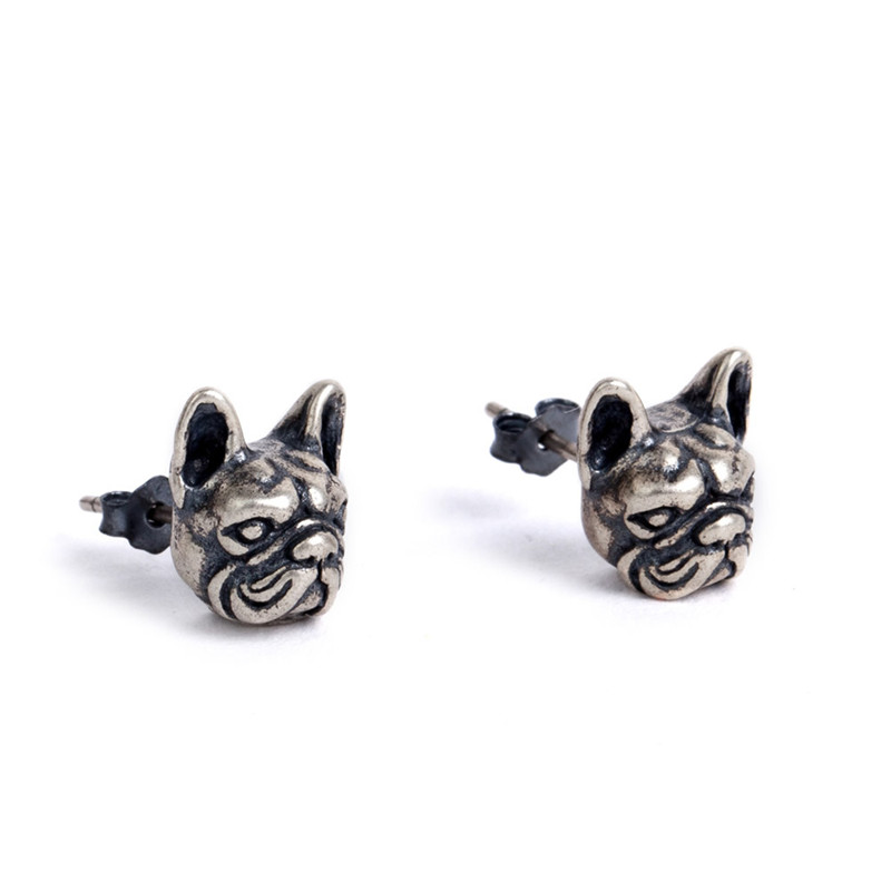Dark Series S925 Silver Retro Stereo Animal Earrings For Men And Women Tiger Rabbit Shapi Dog Hairless Cat Earrings