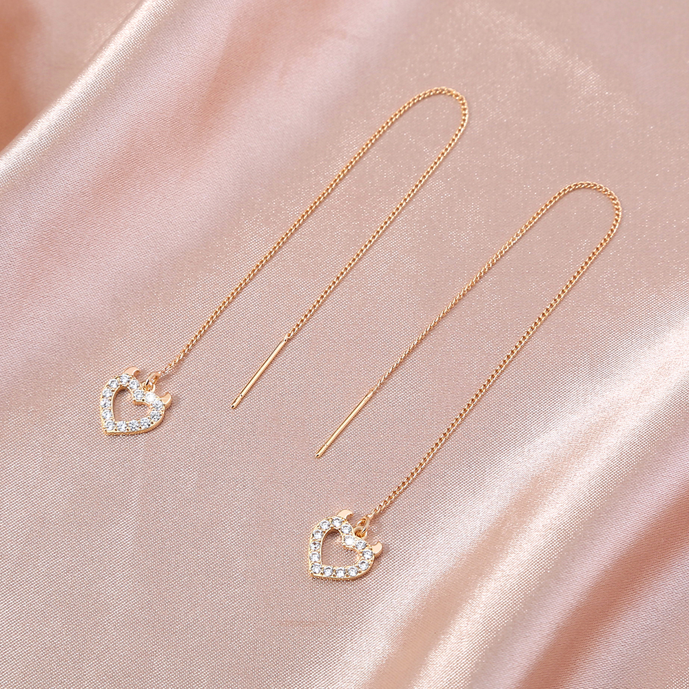 Gold Love Bull Head Copper Micro Inlaid Tassel Pendant Earrings