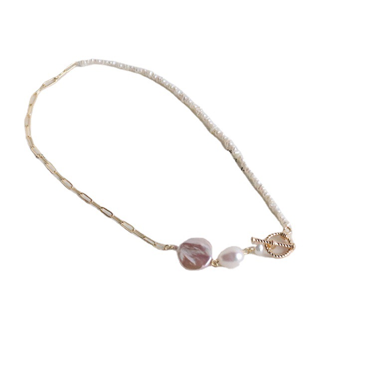 Baroque Freshwater Pearl Bead Chain Stitching