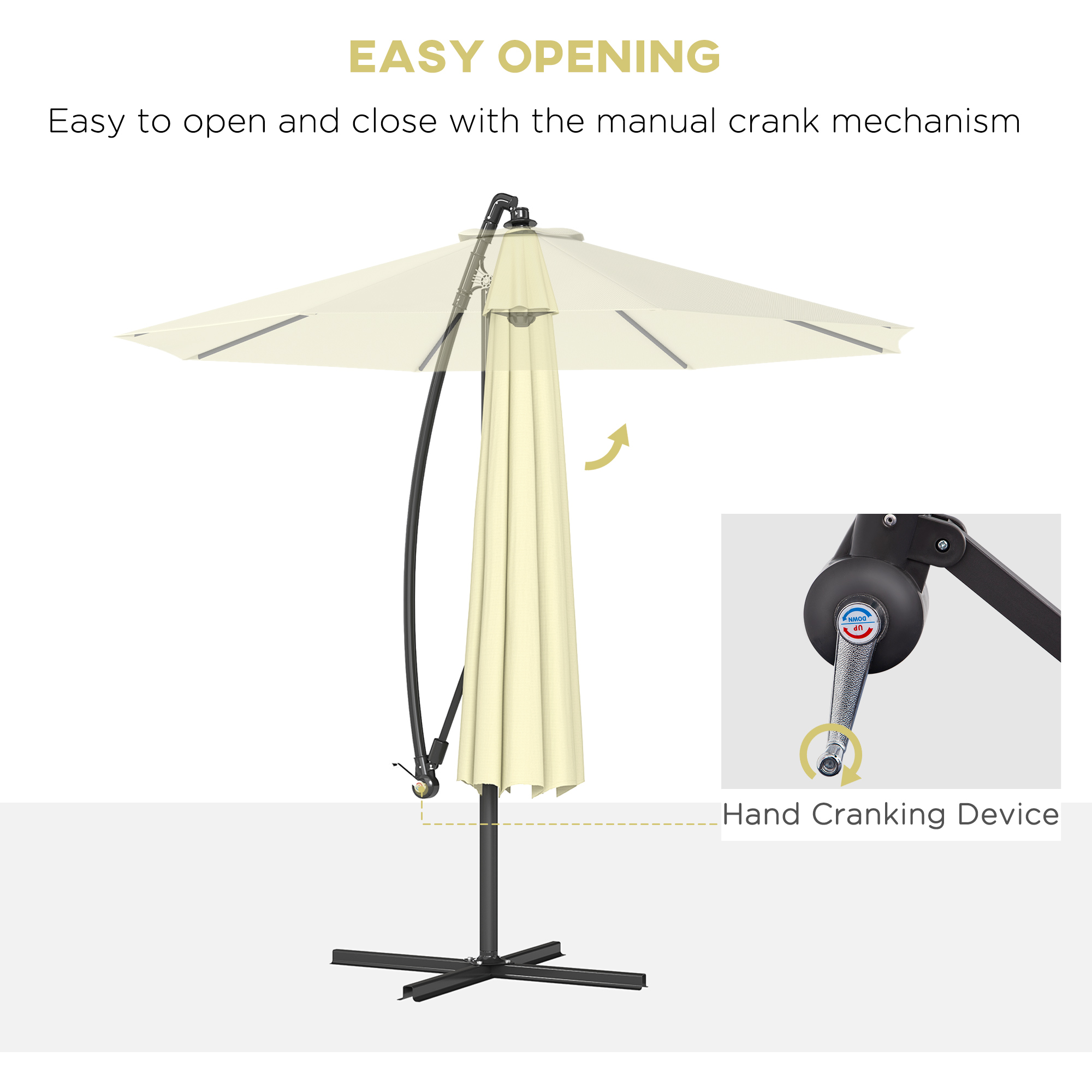 Cantilever Tilt Offset Patio Umbrella Uv Resistant Beige_voghion.com