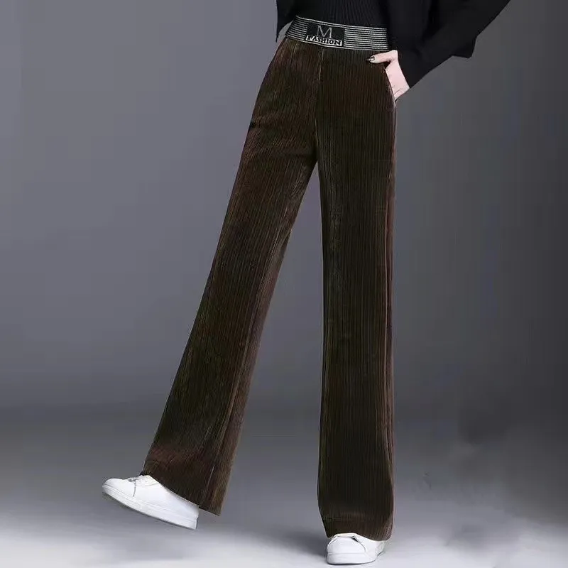 Corduroy Wide-leg Pants Padded Corduroy High Waist - Brown