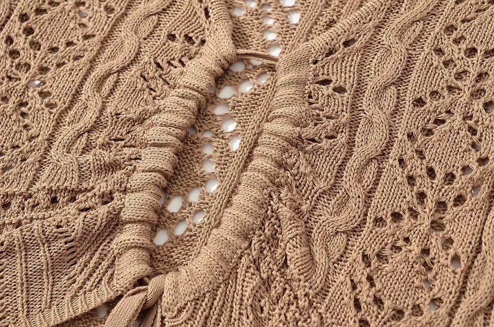 Women's Solid Color Hollow Hook Floral Overcoat