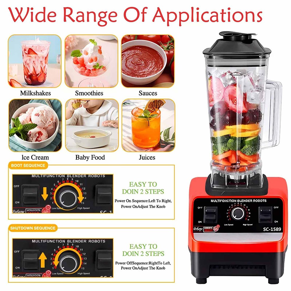 Commercial Blender 2xCups Food Processor Mixer Smoothie Juicer Ice Crusher Home — image 10