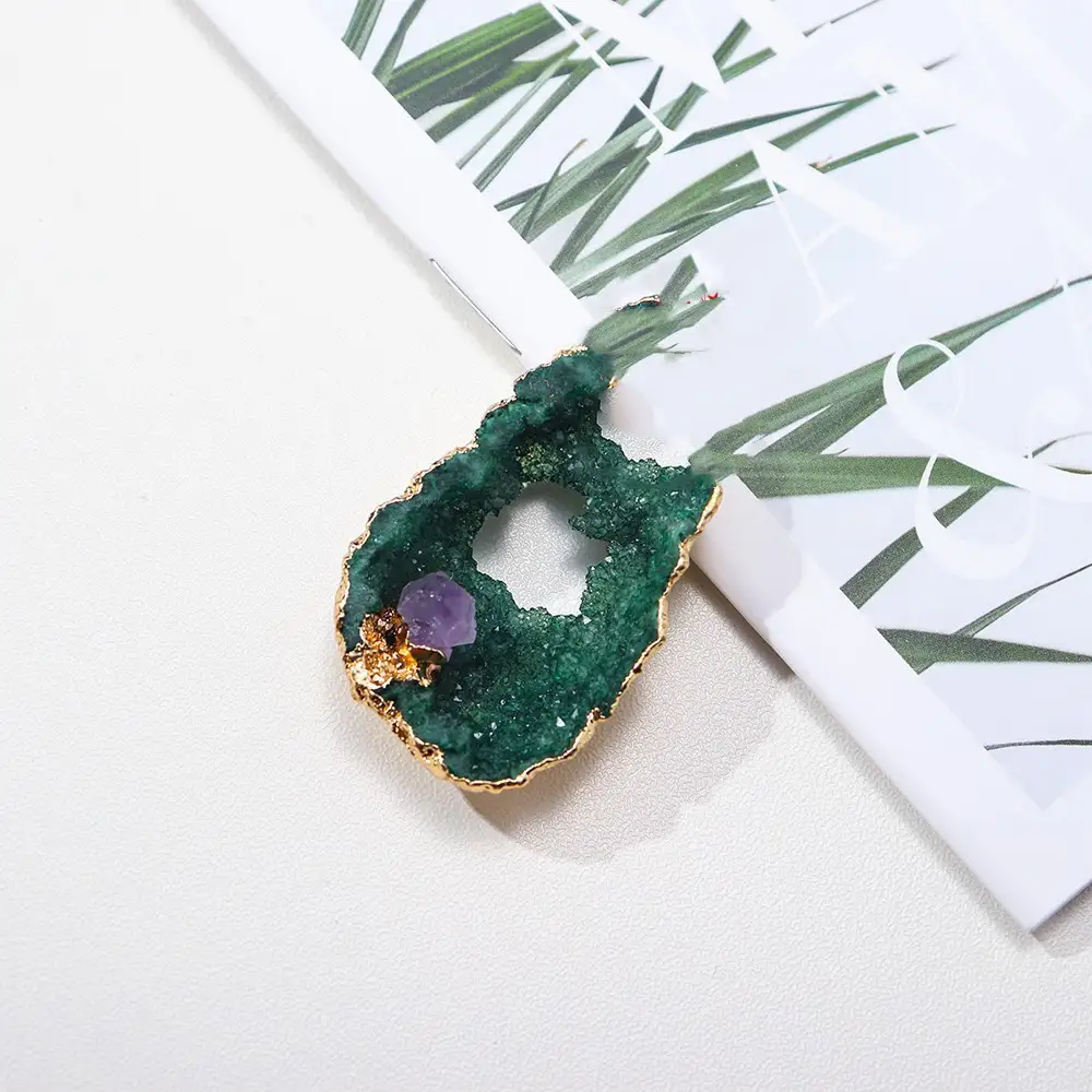 Natural Crystal Hollow Hole Slice Necklace