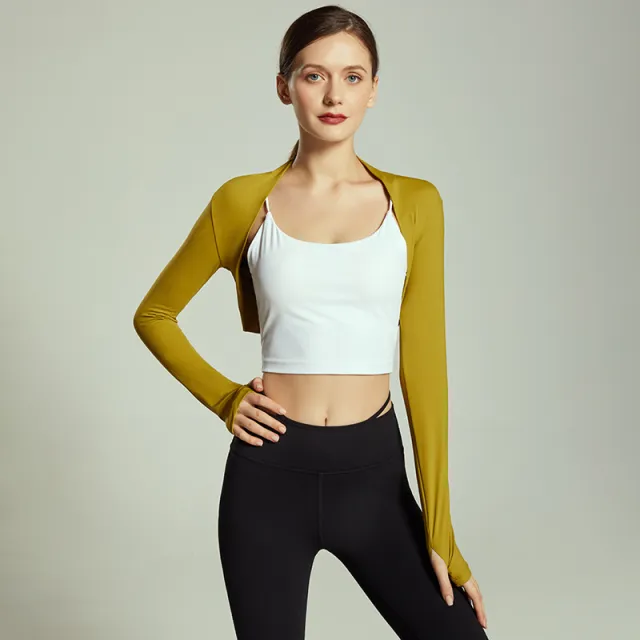 Cardigan Fitness Coat Short Elegant Small Waistcoat Women Yellow - Shop at LoveMi
