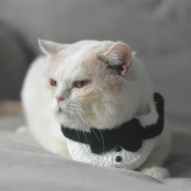 Cat Knitted Gentleman Scarf Collar Magician Hat Small Bib - Shop at LoveMi