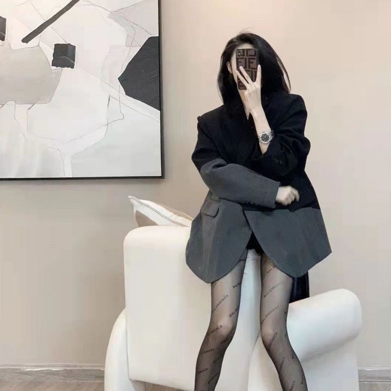 Suit Jacket Women's Small Spring And Autumn High-grade Black And Gray Color Matching