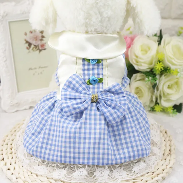 British Style Cotton Plaid Dog Pet Clothes Blue - Shop at LoveMi