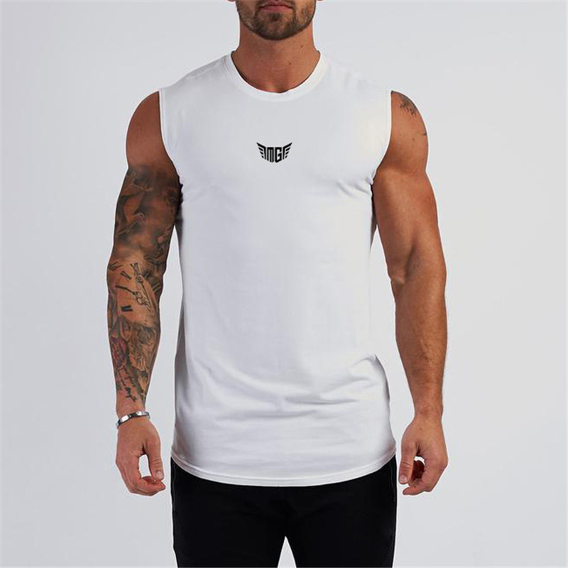 White  MEN'S FITNESS VEST T-SHIRT