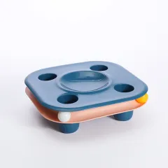 Multifunctional Cat Food Bowl Kitten Track Toy - Blue - View 1