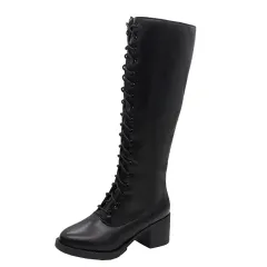 Fashion Long High Heel Beige Martin Boots - Beige - View 1